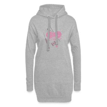 Handarbeit Stricken Häkeln - Hoodie-Kleid - Grau meliert - Vorne