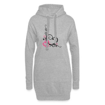 Deux coeurs avec des fleurs - Sweat-shirt à capuche long Femme - gris chiné - Devant