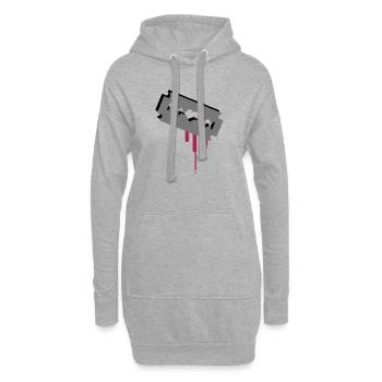 Lame de rasoir avec le cœur et le sang - Sweat-shirt à capuche long Femme - gris chiné - Devant
