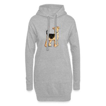 Happy Airedale Terrier I Hunde Comic - Hoodie-Kleid - Grau meliert - Vorne