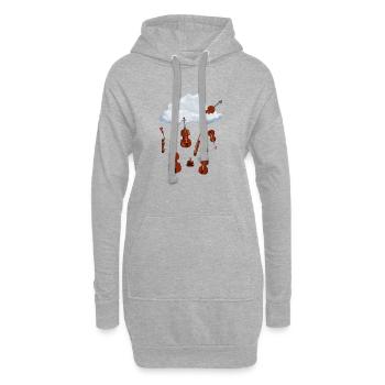 Un nuage dans le ciel plein de violons suspendus - Sweat-shirt à capuche long Femme - gris chiné - Devant