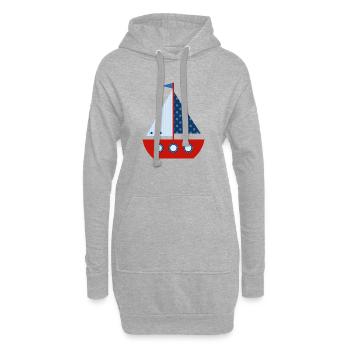 Segelboot - Hoodie-Kleid - Grau meliert - Vorne