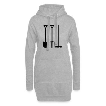 Outils de jardin pelle râteau et fourche - Sweat-shirt à capuche long Femme - gris chiné - Devant