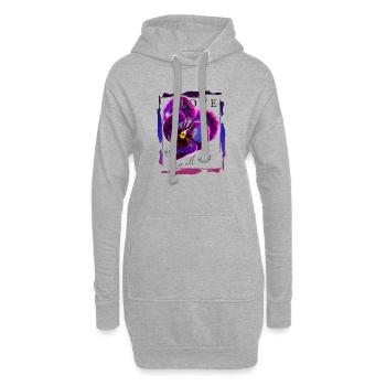 Veilchen mit Galaxie zum Valentinstag - Hoodie-Kleid - Grau meliert - Vorne