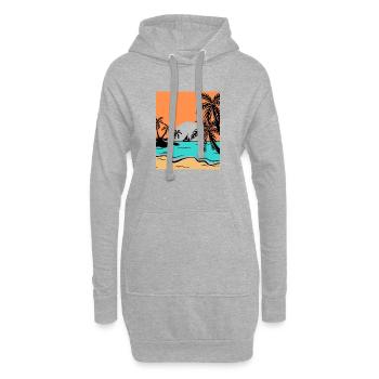 Sérénité tropicale au coucher de soleil - Sweat-shirt à capuche long Femme - gris chiné - Devant