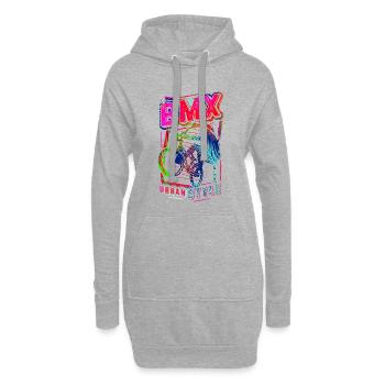 Retro Bmx in Bunt & Farbig - Bmx Fahrrad fahren - Hoodie-Kleid - Grau meliert - Vorne