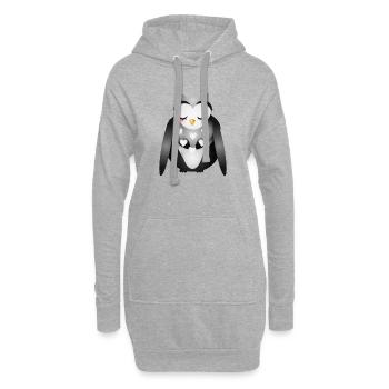 Hibou rêveur mignon - Sweat-shirt à capuche long Femme - gris chiné - Devant