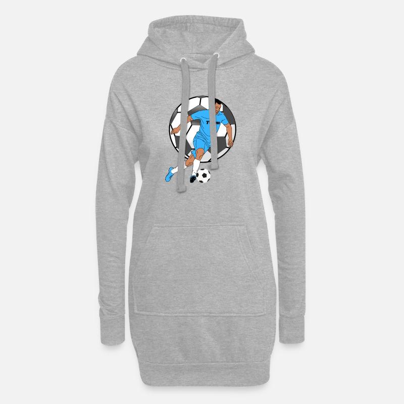 Blauer Teamkicker mit Ball - Hoodie-Kleid - Grau meliert