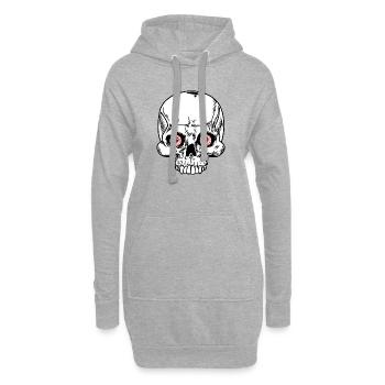 Schädelskelett mit roten Augäpfeln - Hoodie-Kleid - Grau meliert - Vorne
