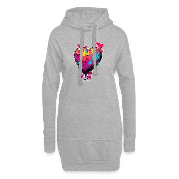 Art du cœur - Sweat-shirt à capuche long Femme - gris chiné - Devant