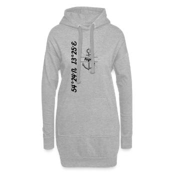 Koordinaten Insel Rügen Ostsee - Hoodie-Kleid - Grau meliert - Vorne