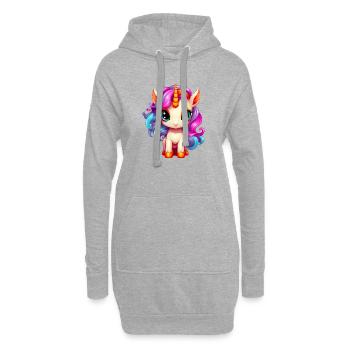 Bébé licorne - Sweat-shirt à capuche long Femme - gris chiné - Devant