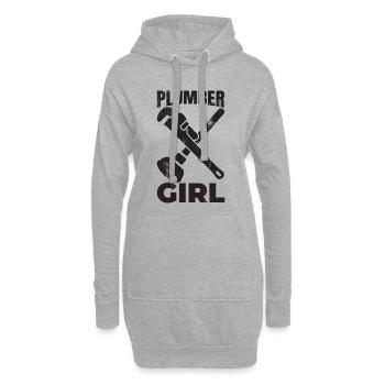 Fille plombier - Sweat-shirt à capuche long Femme - gris chiné - Devant