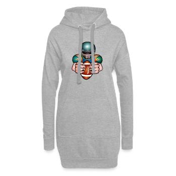 Football Spieler mit Football Helm und Spielball - Hoodie-Kleid - Grau meliert - Vorne