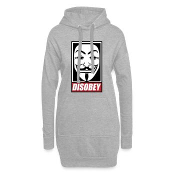 disobey | Farben änderbar - Hoodie-Kleid - Grau meliert - Vorne