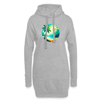 Palme in einer Bucht im Polygon-Stil - Hoodie-Kleid - Grau meliert - Vorne