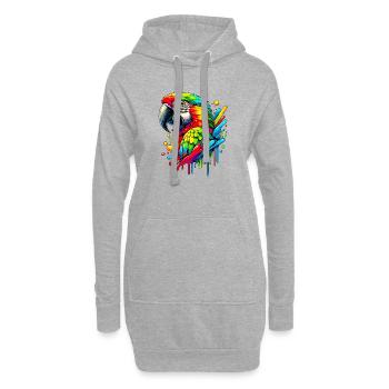 Papagei - Hoodie-Kleid - Grau meliert - Vorne