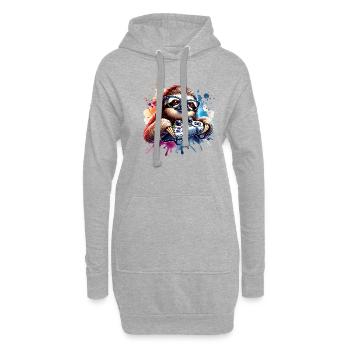 Lustiges Faultier Gamer Mit Sonnenbrille - Hoodie-Kleid - Grau meliert - Vorne