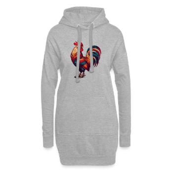 magnifique coq aux couleurs vives - Sweat-shirt à capuche long Femme - gris chiné - Devant