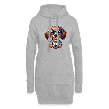 Dachshund Soccer Player Wiener Dog Fan - Hoodie-Kleid - Grau meliert - Vorne