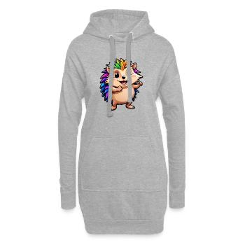 Kinder süßer Cartoon Igel - Hoodie-Kleid - Grau meliert - Vorne