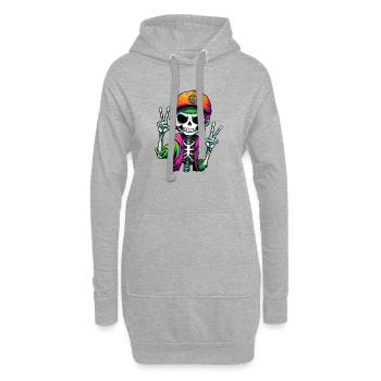 Niedlicher Cartoon Skelett Junge - Hoodie-Kleid - Grau meliert - Vorne
