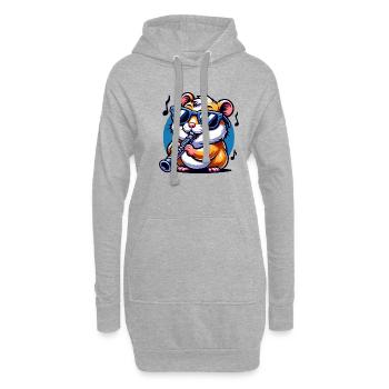 Hamster cool avec clarinette jouant de la musique - Sweat-shirt à capuche long Femme - gris chiné - Devant