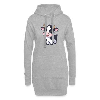 Niedliche Cartoon-Kuh - entzückendes und skurriles Design" - Hoodie-Kleid - Grau meliert - Vorne