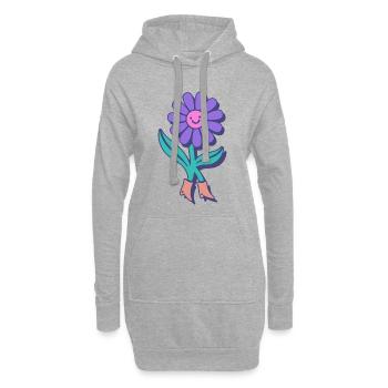 Happy Flower Cartoon - Hoodie-Kleid - Grau meliert - Vorne