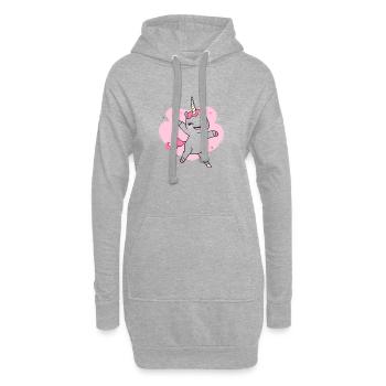 tanzendes happy einhorn fee unicorn fantasy - Hoodie-Kleid - Grau meliert - Vorne