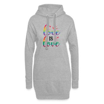 Mois de la fierté LGBT - Love is Love - Sweat-shirt à capuche long Femme - gris chiné - Devant