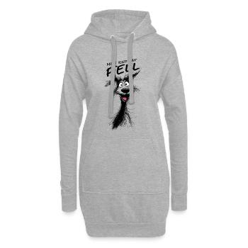 Mon enfant a de la fourrure – Sketch Dog Cartoon - Sweat-shirt à capuche long Femme - gris chiné - Devant