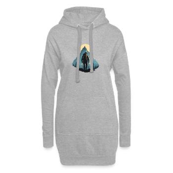 Bergwanderer in der Abenddämmerung - Hoodie-Kleid - Grau meliert - Vorne