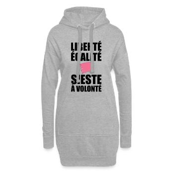 Freiheit Gleichheit Nickerchen nach Belieben lustig Französisch - Hoodie-Kleid - Grau meliert - Vorne