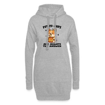 Niedlicher Welpe, der Chips isst - Hoodie-Kleid - Grau meliert - Vorne