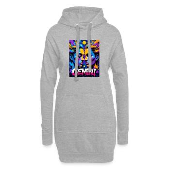 Gémeaux - Sweat-shirt à capuche long Femme - gris chiné - Devant