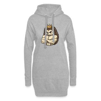Starker Igel König Cartoon Fitness Portrait - Hoodie-Kleid - Grau meliert - Vorne