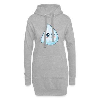 Goutte Kawaii Bleue Souriante - Sweat-shirt à capuche long Femme - gris chiné - Devant