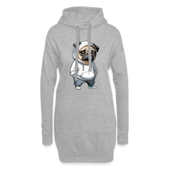 Pug Hoodie Stadtstyle - Hoodie-Kleid - Grau meliert - Vorne