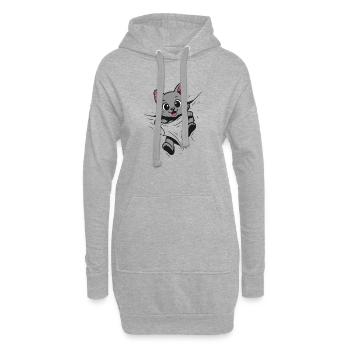 Chaton Chat Câlin Chat Mignon - Sweat-shirt à capuche long Femme - gris chiné - Devant