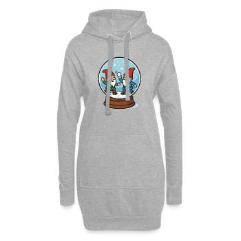 Zwerge in einer Schneekugel - Hoodie-Kleid - Grau meliert - Vorne