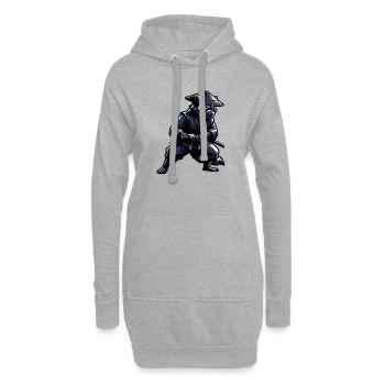 Raton laveur ninja avec un katana - Sweat-shirt à capuche long Femme - gris chiné - Devant