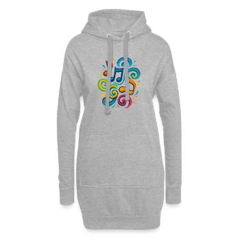 Bunte Musiknoten - Hoodie-Kleid - Grau meliert - Vorne