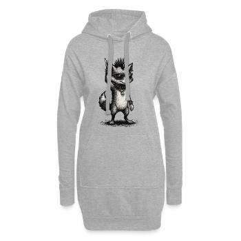 Renard Rock Punk avec lunettes de soleil et clous - Sweat-shirt à capuche long Femme - gris chiné - Devant