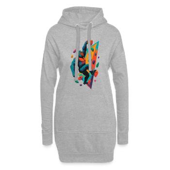 Bouldern Kletterkraft Gorilla Silberrücken Geschen - Hoodie-Kleid - Grau meliert - Vorne