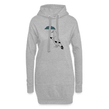 Pigeon with Umbrella – Urban Minimal Illustration - Hoodie-Kleid - Grau meliert - Vorne