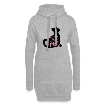 Cat Mom Neon-Schrift - Hoodie-Kleid - Grau meliert - Vorne