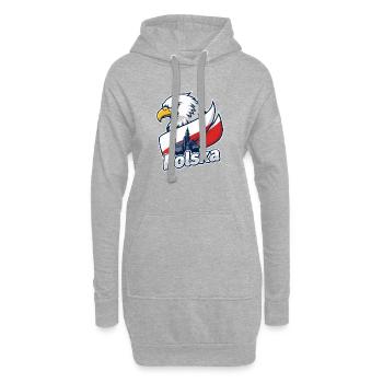 Polska-Adler und Schloss auf Flagge - Hoodie-Kleid - Grau meliert - Vorne