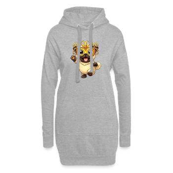 Déguisement de carlin de carlin, joie dansante de carlin, joie - Sweat-shirt à capuche long Femme - gris chiné - Devant