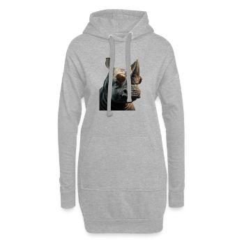 Nashorn mit Sonnenbrille - Hoodie-Kleid - Grau meliert - Vorne